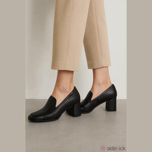 Vintage Blondo Dark Brown Leather Block Heel Slip On Loafer Pumps Size 7.5 M